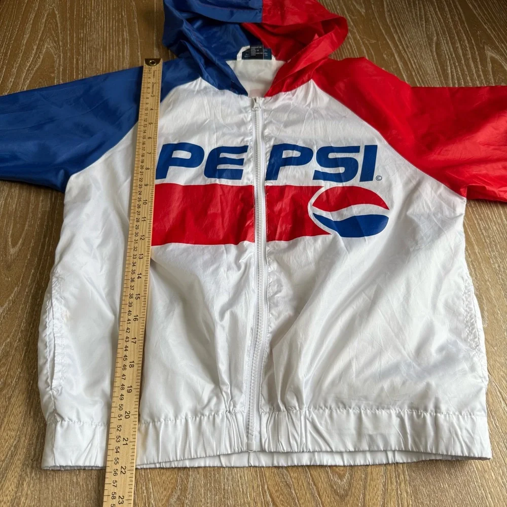 Pepsi Cola Windbreaker Hooded Track Jacket Unisex Size Small Full Zip Retro Logo - Picture 8 of 9